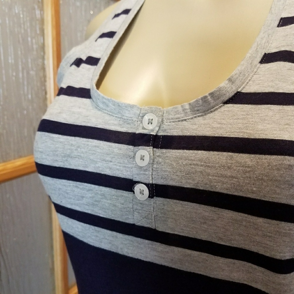 GAP Knit Blue & Gray Button Racerback Tank - Picture 7 of 8